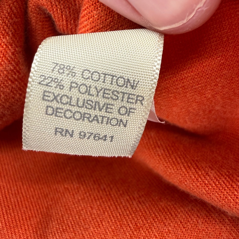 J. Jill Velour Cardigan Womens Large Orange Lace Velvet Trim Button Front Cotton - Picture 14 of 16